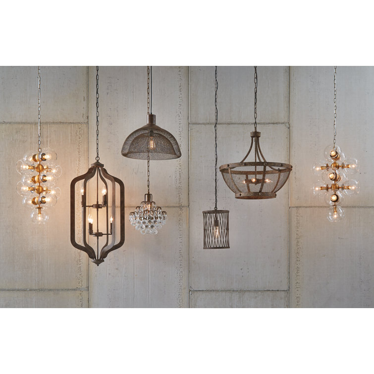 Rustic Distressed Iron 6-Light Lantern Pendant