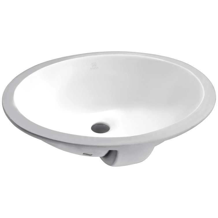White Ceramic Undermount Bathroom Sink with Overflow