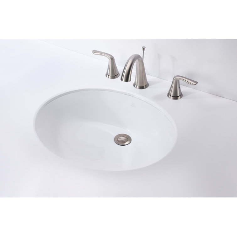 White Ceramic Undermount Bathroom Sink with Overflow
