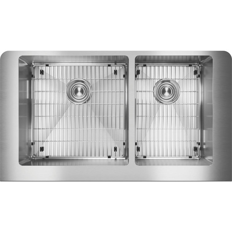 Stainless Steel Double Basin Farmhouse Kitchen Sink Kit