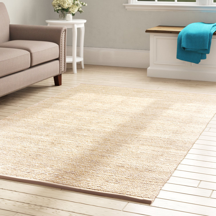 Handmade Beige Wool 9' x 12' Rectangular Rug