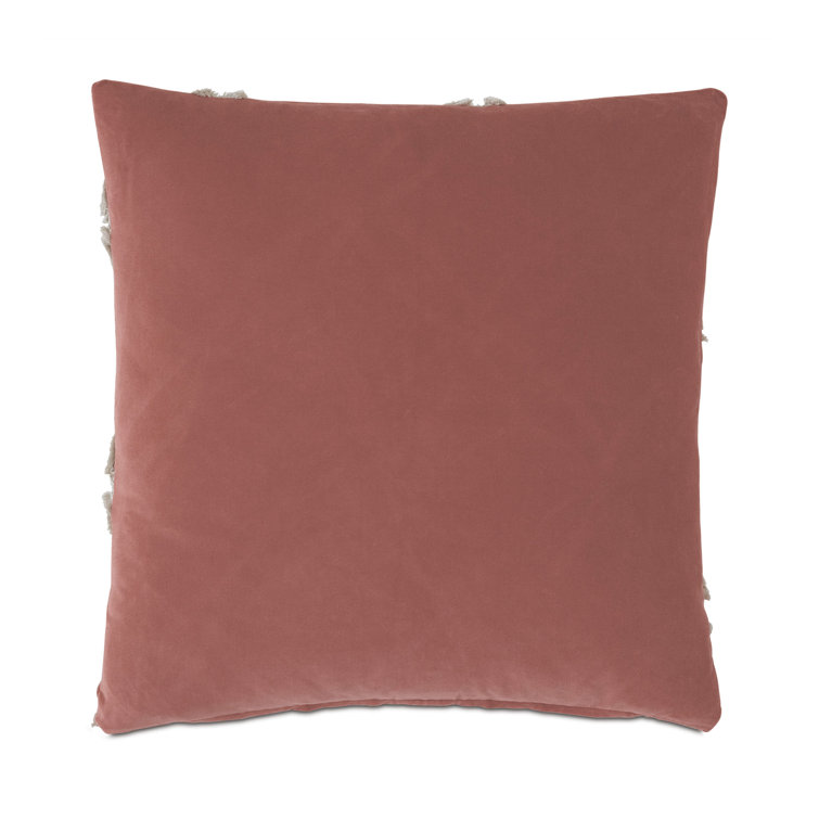 Blush and Cream Cotton Embroidered Square Throw Pillow