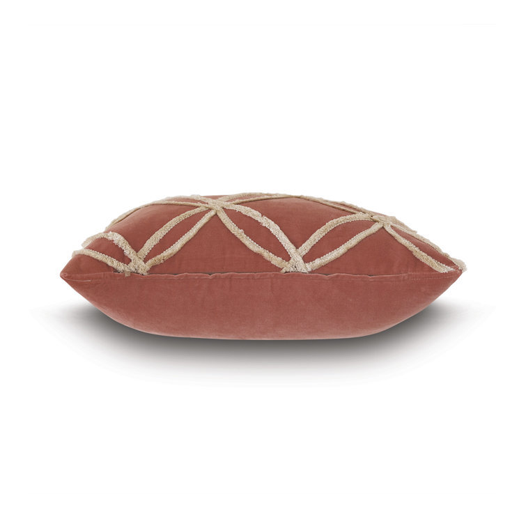 Blush and Cream Cotton Embroidered Square Throw Pillow