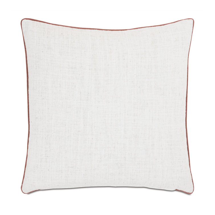 Cream and Blush Embroidered Square Throw Pillow with Appliques