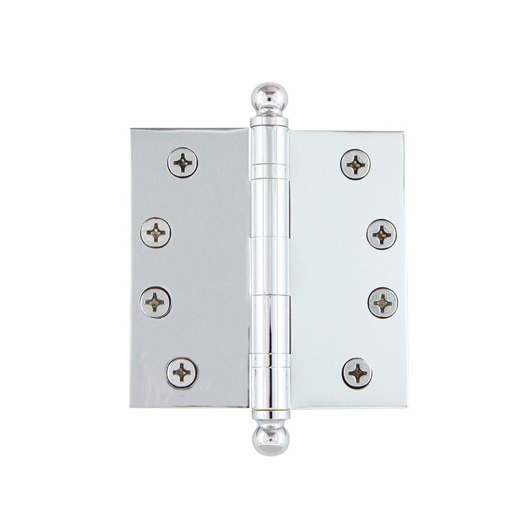 Bright Chrome 4" x 4" Ball Tip Heavy Duty Hinge
