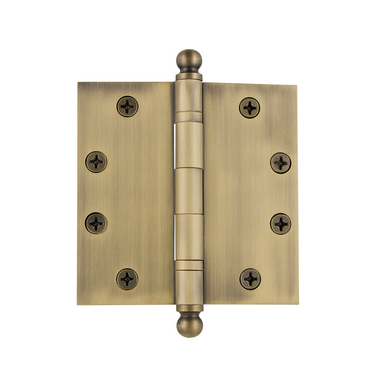 Antique Brass Heavy Duty Ball Tip Door Hinge with Square Corners