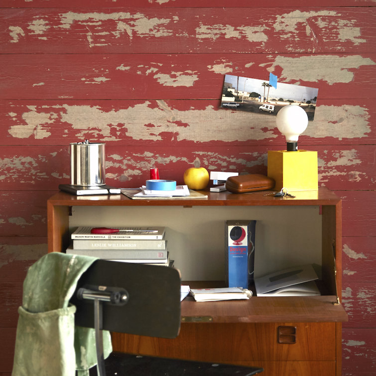 Tomato Peel Distressed Pine Wood Wall Panels, 6-Pack