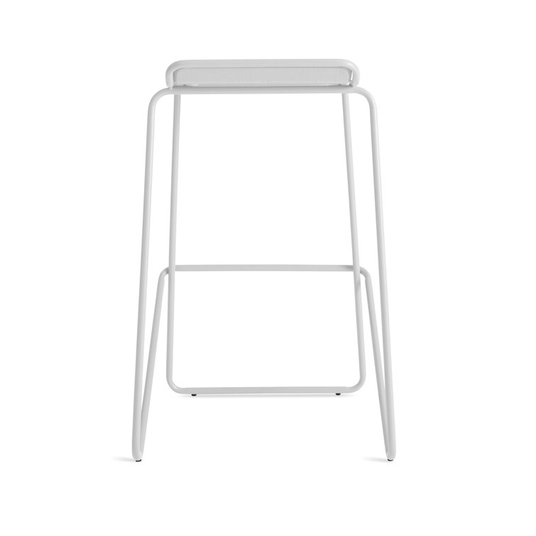 Modern White Ash Wood & Metal Adjustable Backless Barstool