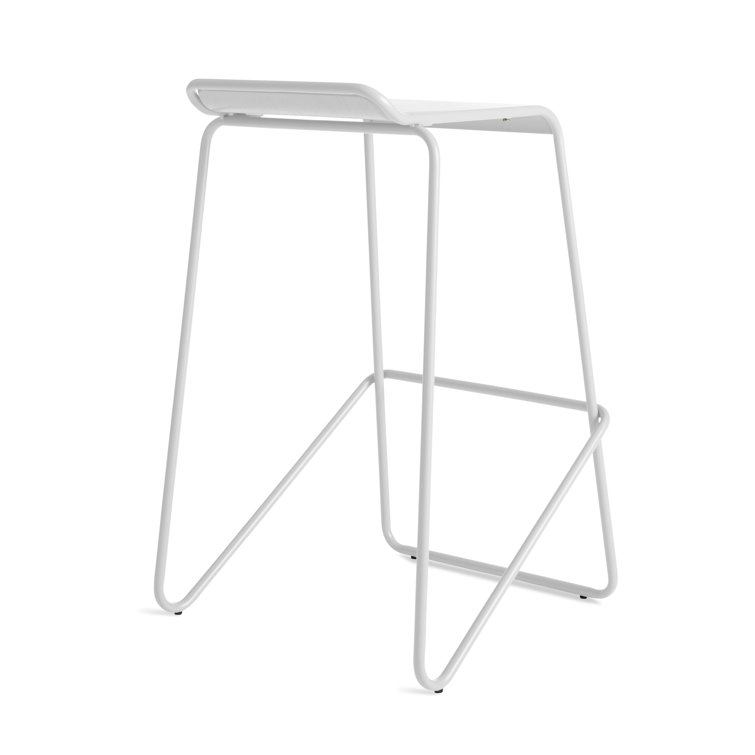 Modern White Ash Wood & Metal Adjustable Backless Barstool
