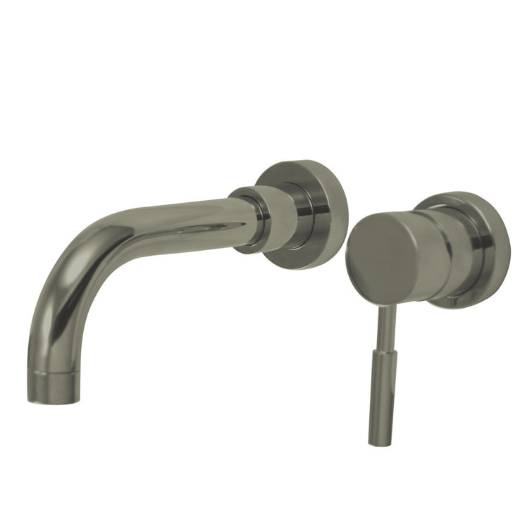 Brushed Nickel Wall Mounted Bathroom Faucet with Lever Handle