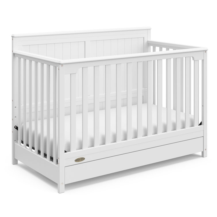 White 5-in-1 Convertible Crib with Storage Drawer