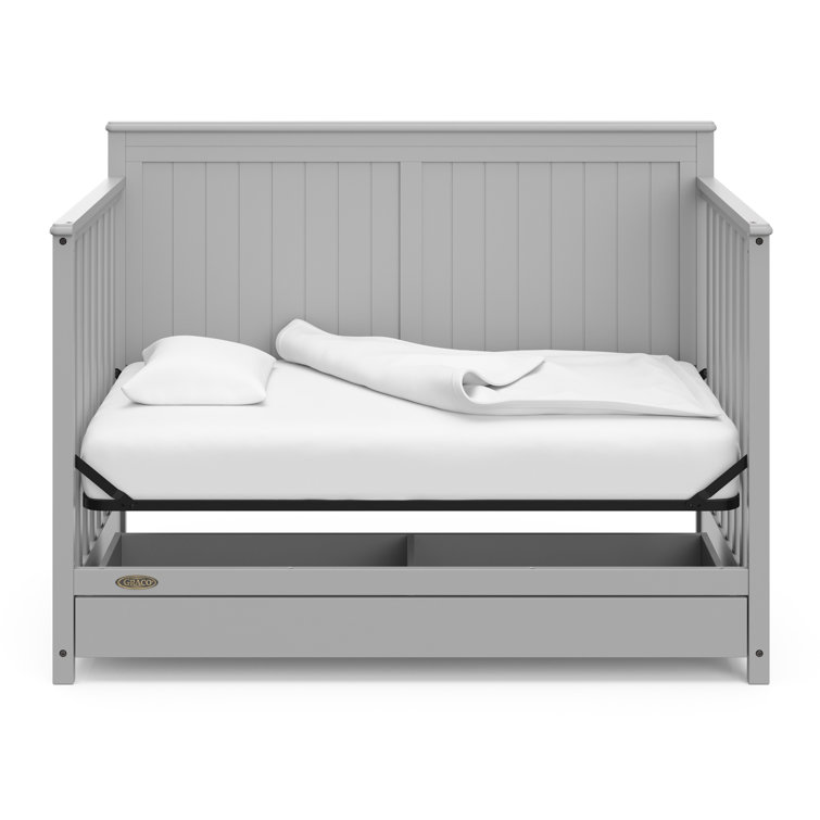 Pebble Gray 5-in-1 Convertible Crib with Storage Drawer
