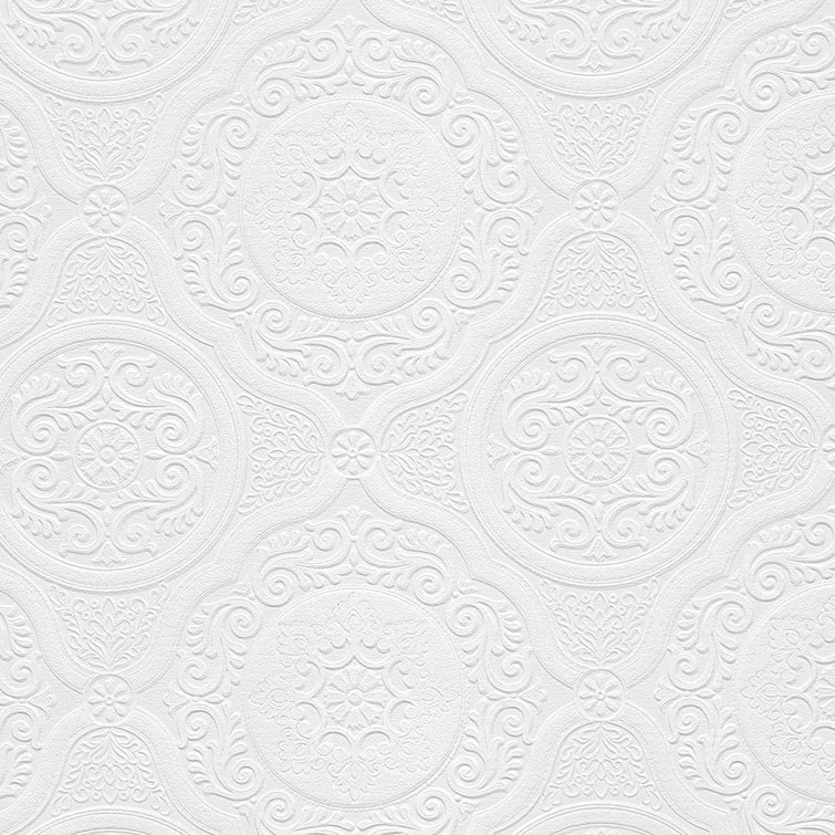 Carter White Textured Paintable Vinyl Wallpaper Roll