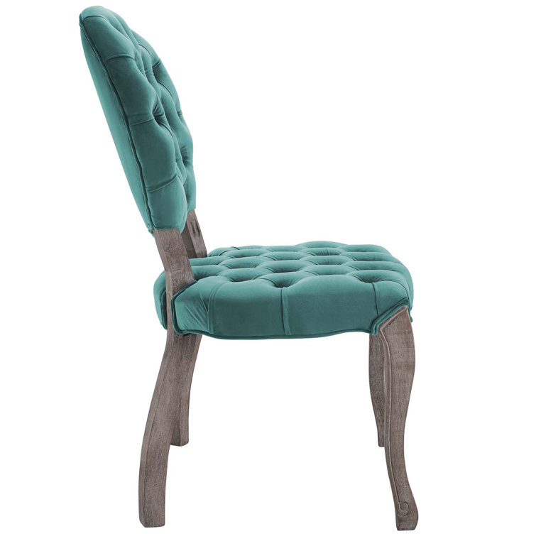 Elegant French Vintage Gray Velvet Upholstered Side Chair