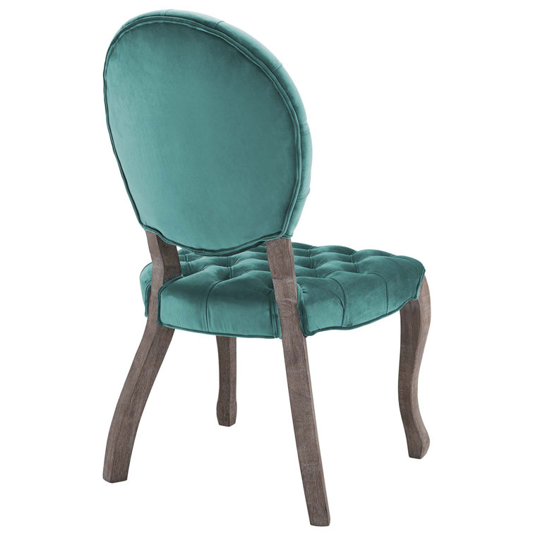 Elegant French Vintage Gray Velvet Upholstered Side Chair