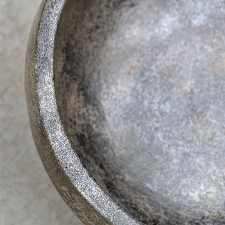 Brixton 14" Black Terracotta Handcrafted Bowl with Stand