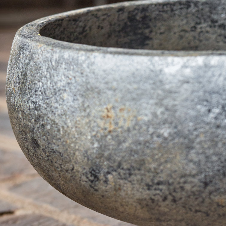 Brixton 14" Black Terracotta Handcrafted Bowl with Stand