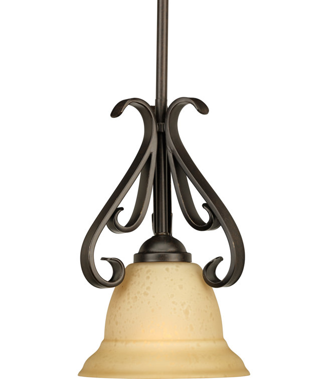 Torino Forged Bronze Mini Pendant with Bell-Shaped Glass