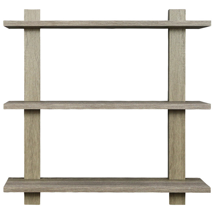 Modern Mid-Century Gray Wood 3-Tier Floating Shelf