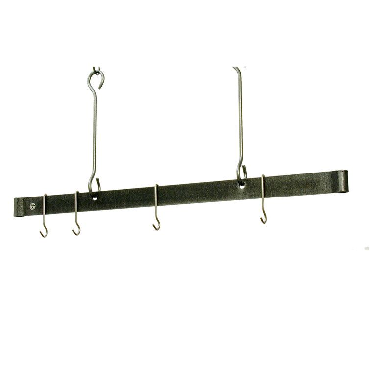 Hammered Steel 36-Inch Ceiling Pot Rack with Hooks