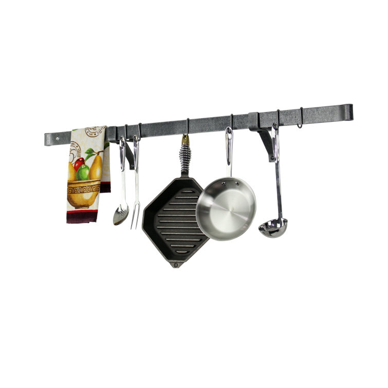 48" Hammered Steel Wall-Mounted Kitchen Pot Rack