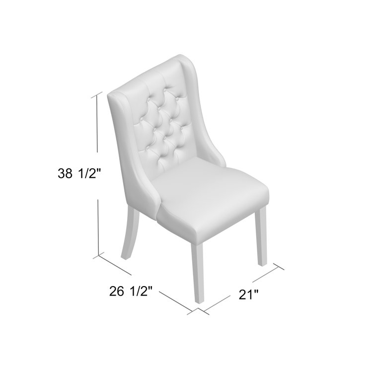 Gray Upholstered Wood Parsons Side Chair with Tufted Embellishment
