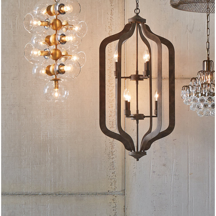 Rustic Distressed Iron 6-Light Lantern Pendant