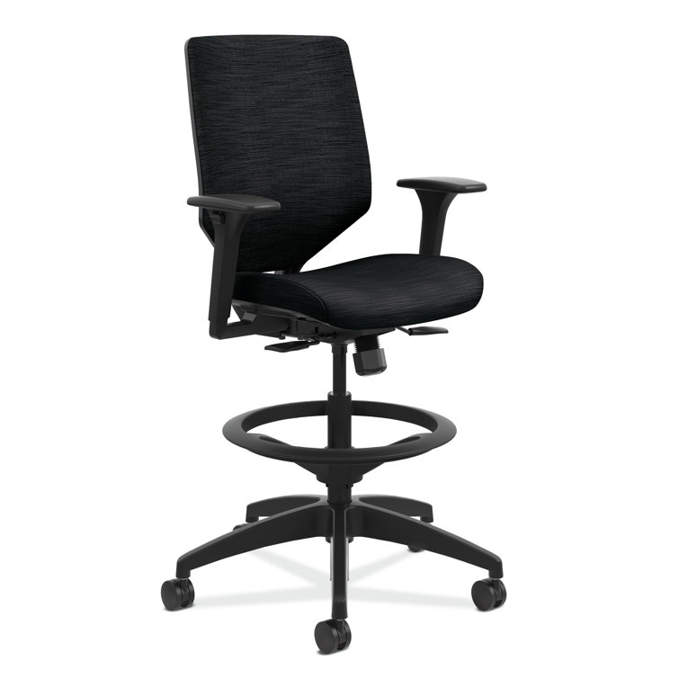 Adjustable Swivel Mesh Task Stool with Reactive Back Support, Black