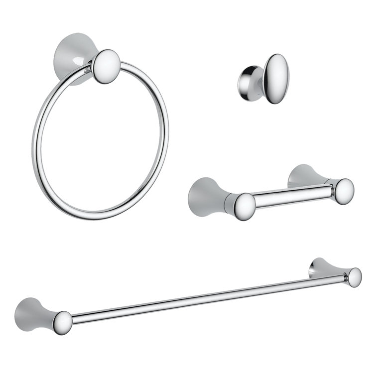 Lahara Chrome 4-Piece Bathroom Hardware Set