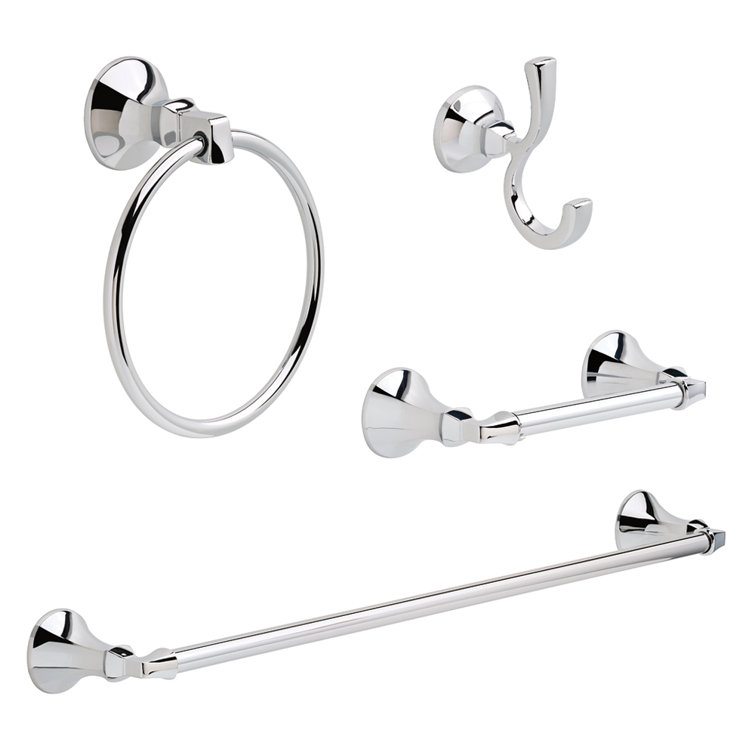 Chrome Metal 4-Piece Bathroom Hardware Set