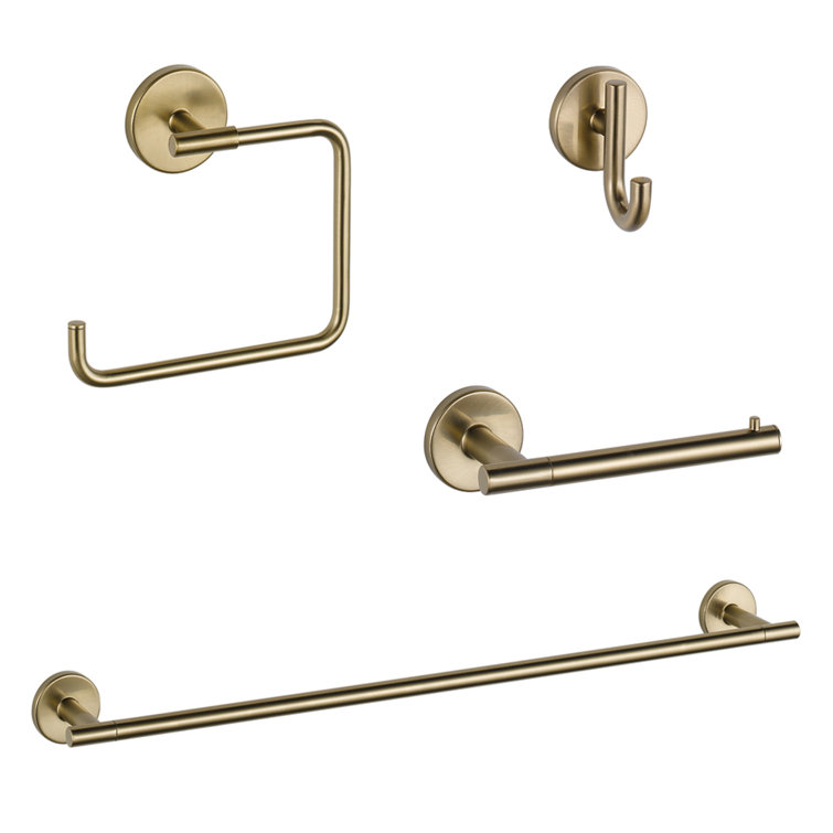 Champagne Bronze Metal Bathroom Hardware Set, 4 Pieces