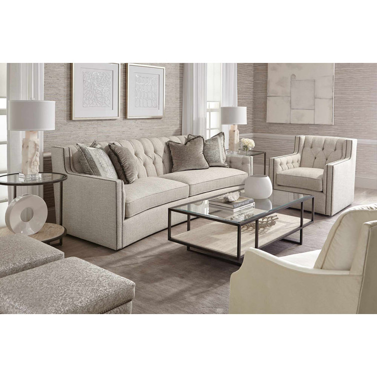Candace Cream Leather Swivel Chair with Nailhead Trim
