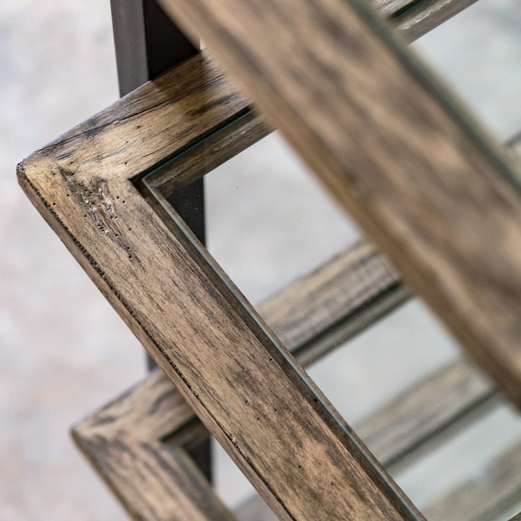 Olwyn Aged Steel 36" Industrial Etagere with Driftwood Finish