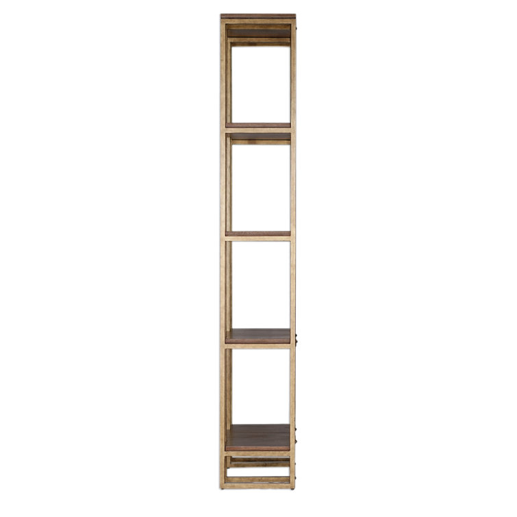 Karishma Transitional 86'' Antique Gold Metal Etagere