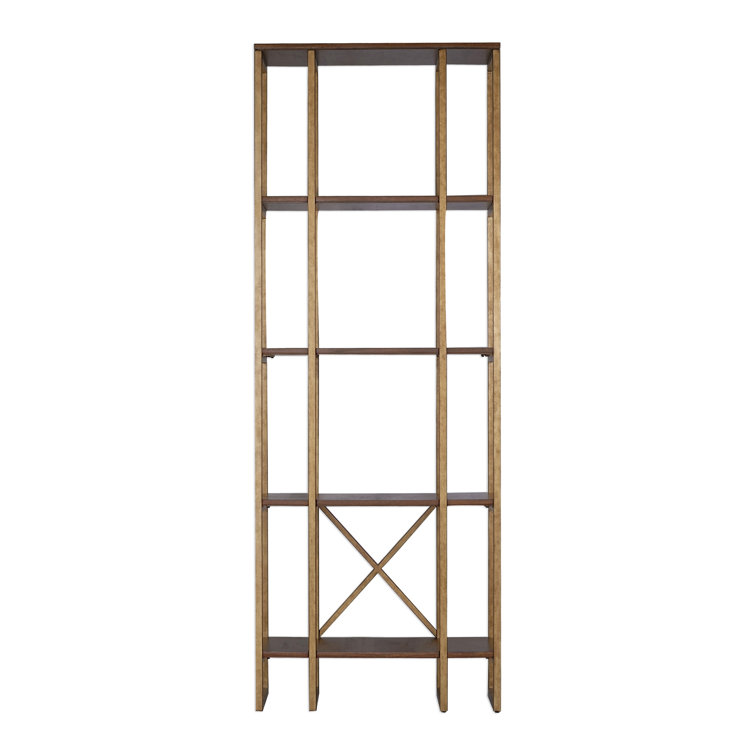 Karishma Transitional 86'' Antique Gold Metal Etagere