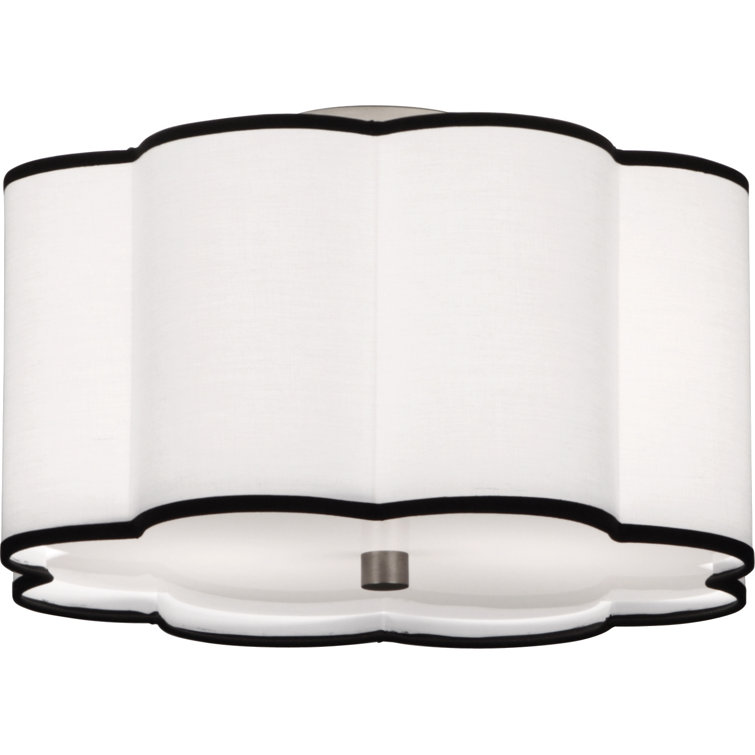 Axis Scalloped Edge 16" Nickel Flush Mount with Fabric Shade
