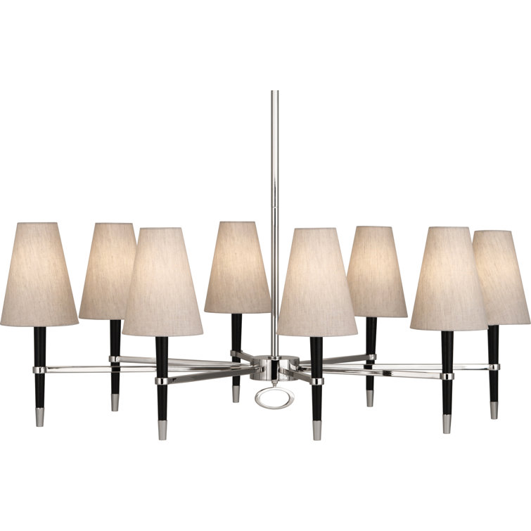 Polished Nickel 8-Light Linen Shade Chandelier