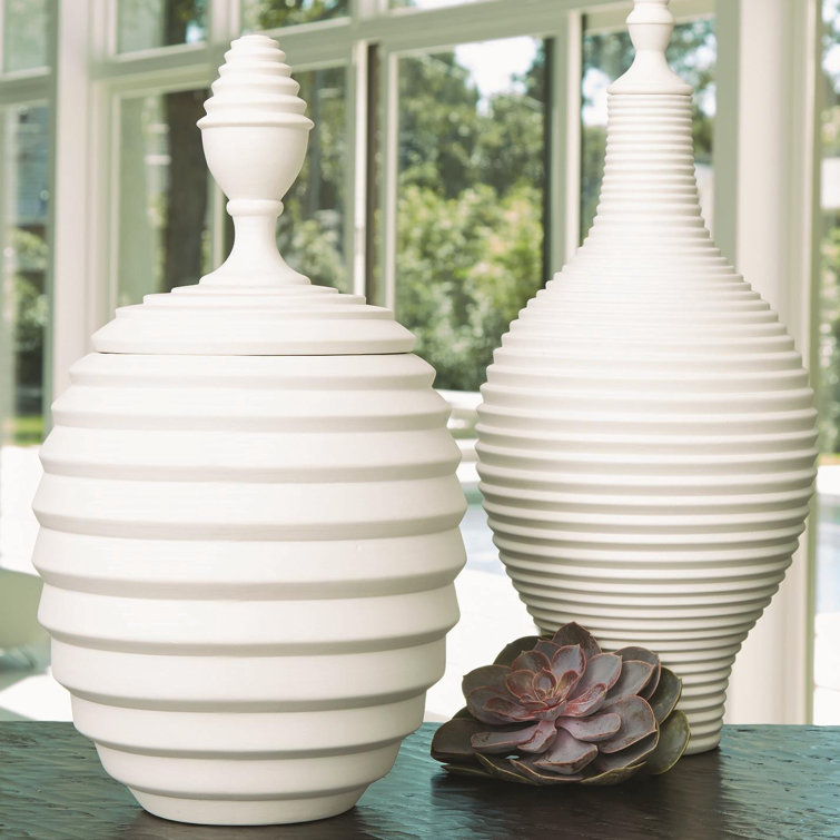 Orion Medium White Textured Ceramic Jar