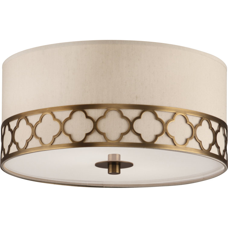 Addison Weathered Brass Semi-Flush Mount with Dupioni Shade