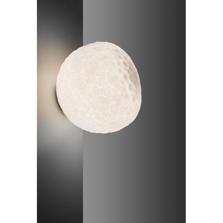 Meteorite 35 White Blown Glass LED Flush Mount