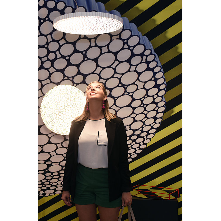 Luna Elegance 3000K LED White Drum Pendant Light