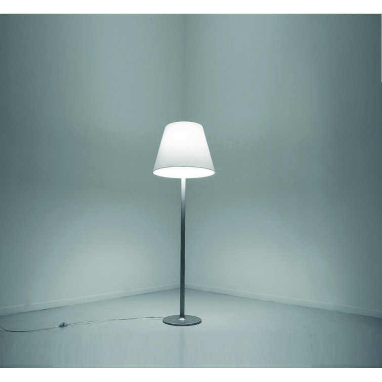 Adjustable Grey Satin Silk Floor Lamp with Aluminum Base