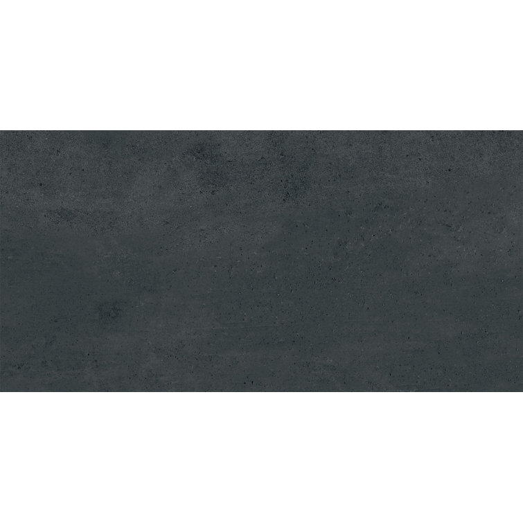 Simply Modern 12" x 24" Black Porcelain Concrete Look Tile