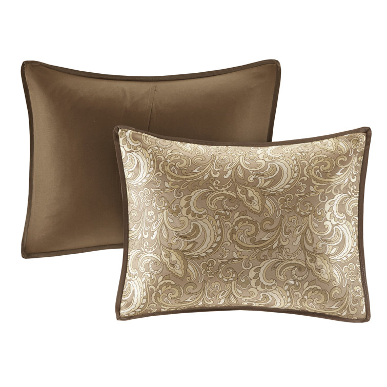 California King Brown Microfiber Paisley Comforter Set with Curtains