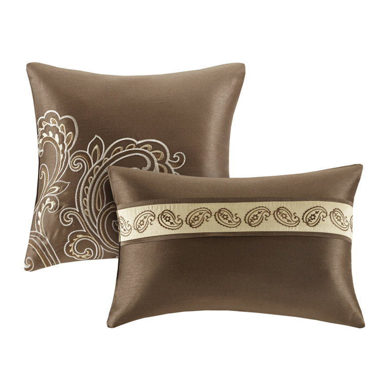 California King Brown Microfiber Paisley Comforter Set with Curtains