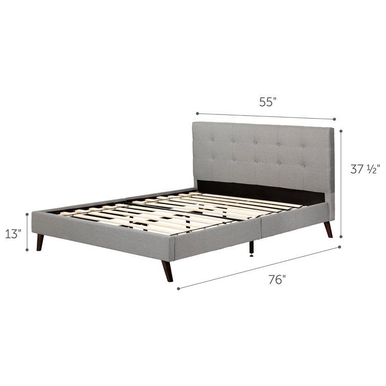 Medium Gray Tufted Upholstered Full Wood Frame Bed