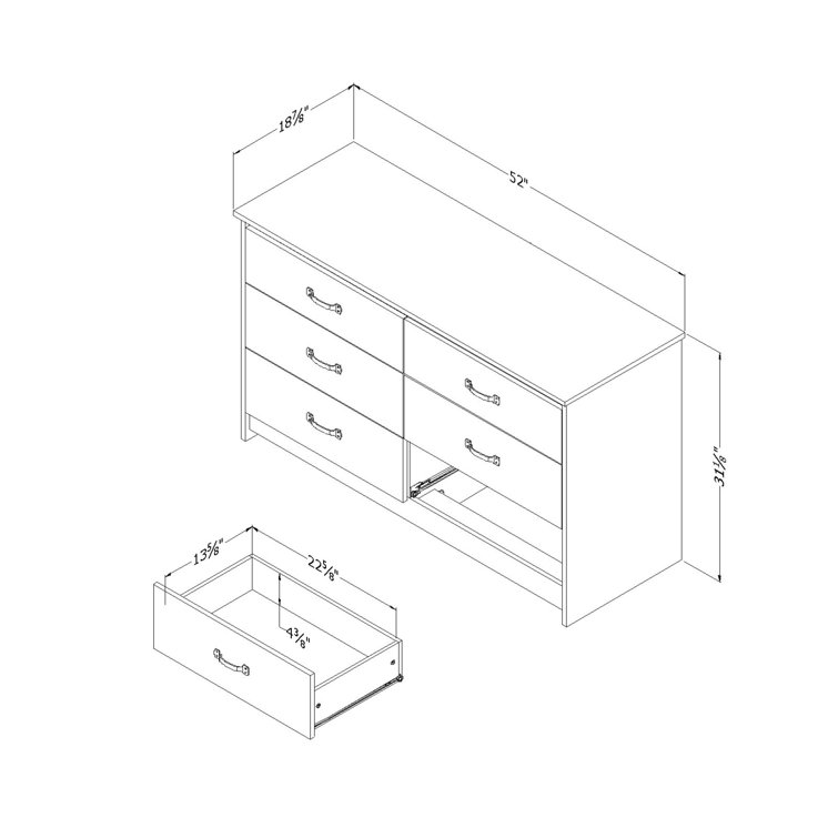 Farmhouse Nordik Oak 6-Drawer Double Dresser with Soft Close