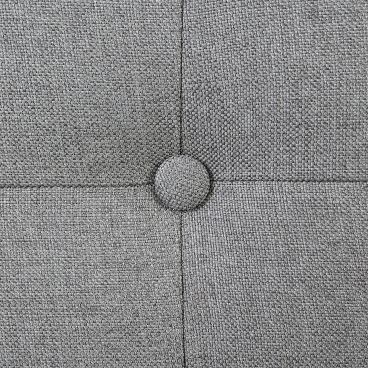 Twin Fusion Medium Gray Upholstered Platform Bed with Tufted Headboard