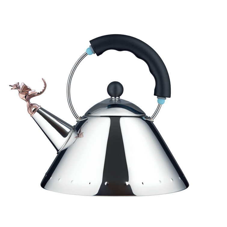 Stainless Steel Whistling Kettle with Black Handle and Dragon Whistle