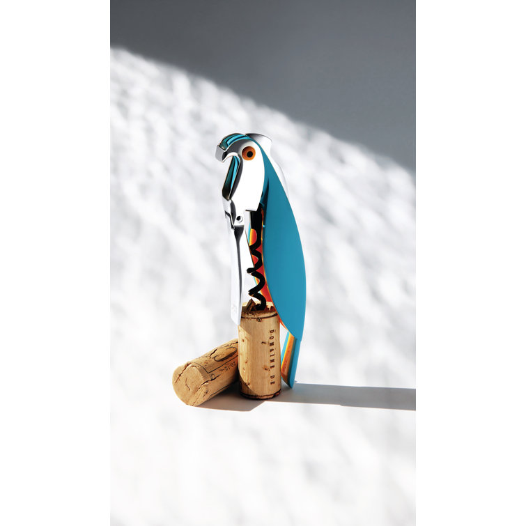 Light Blue Parrot Sommelier Corkscrew in Cast Aluminum